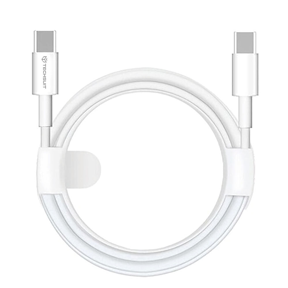 Data- og opladningskabel USB-C - USB-C Techsuit PCB130, 60W, 1m, Hvid