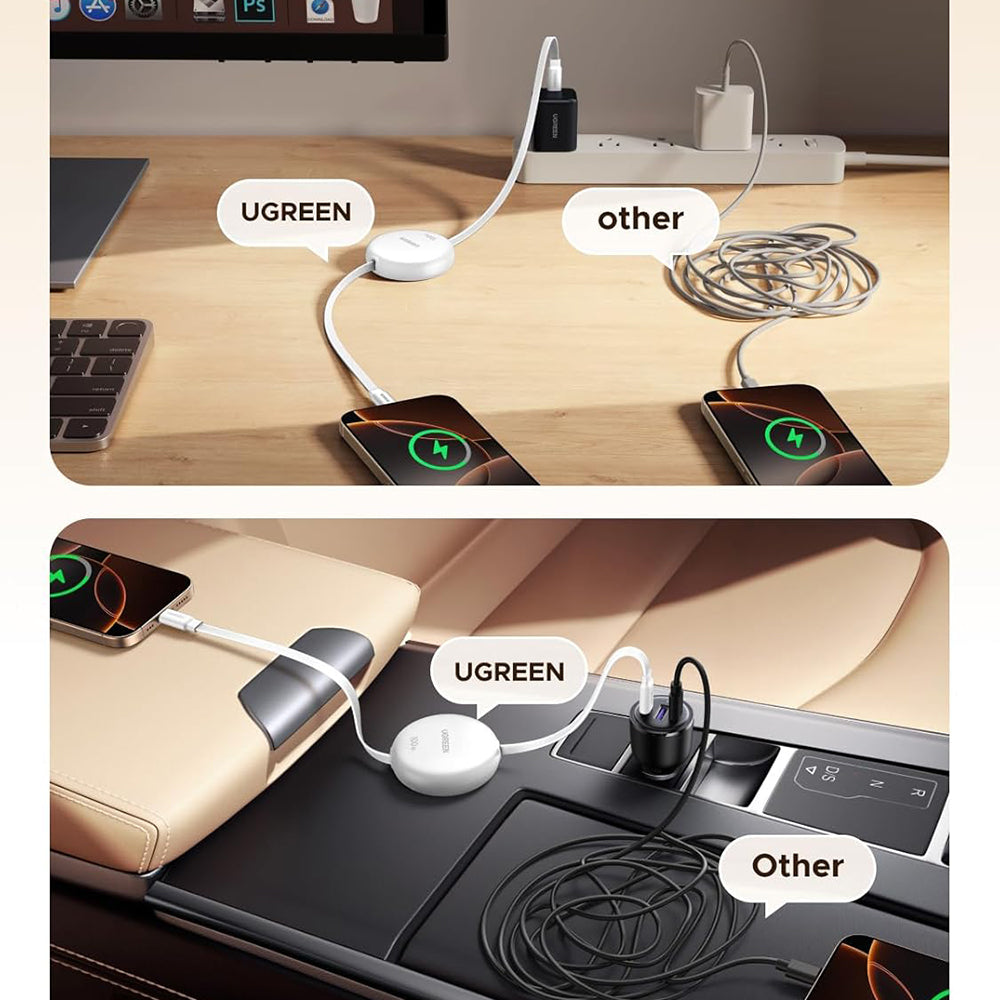 Data- og opladningskabel USB-C - USB-C UGREEN L531, 100W, 1m, Hvid