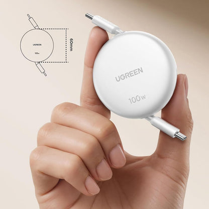 Data- og opladningskabel USB-C - USB-C UGREEN L531, 100W, 1m, Hvid