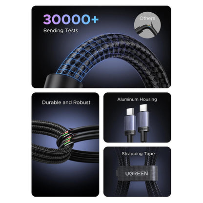 Data- og opladningskabel USB-C - USB-C UGREEN L532, 240W, 2m, Grå