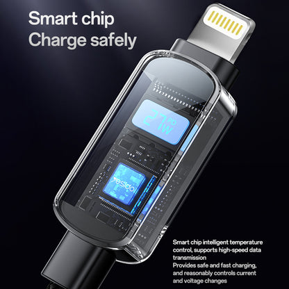 USB-C - USB-C data- og opladningskabel Yesido CA180 Display, 27W, 1.2m, Sort