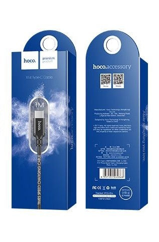 USB-A - USB-C Data- og Opladningskabel HOCO X14 Times, 18W, 2m, Sort