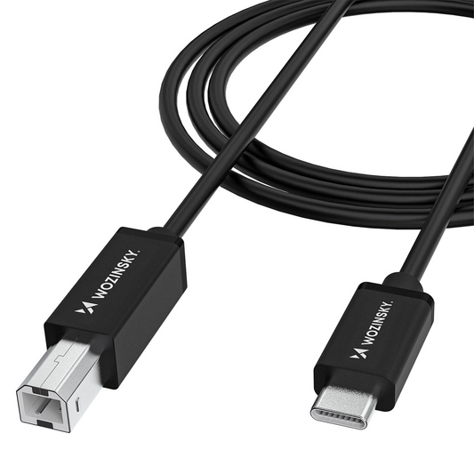 Printerkabel WZK WKDDY2S, USB-C - USB-B, 2m, Sort