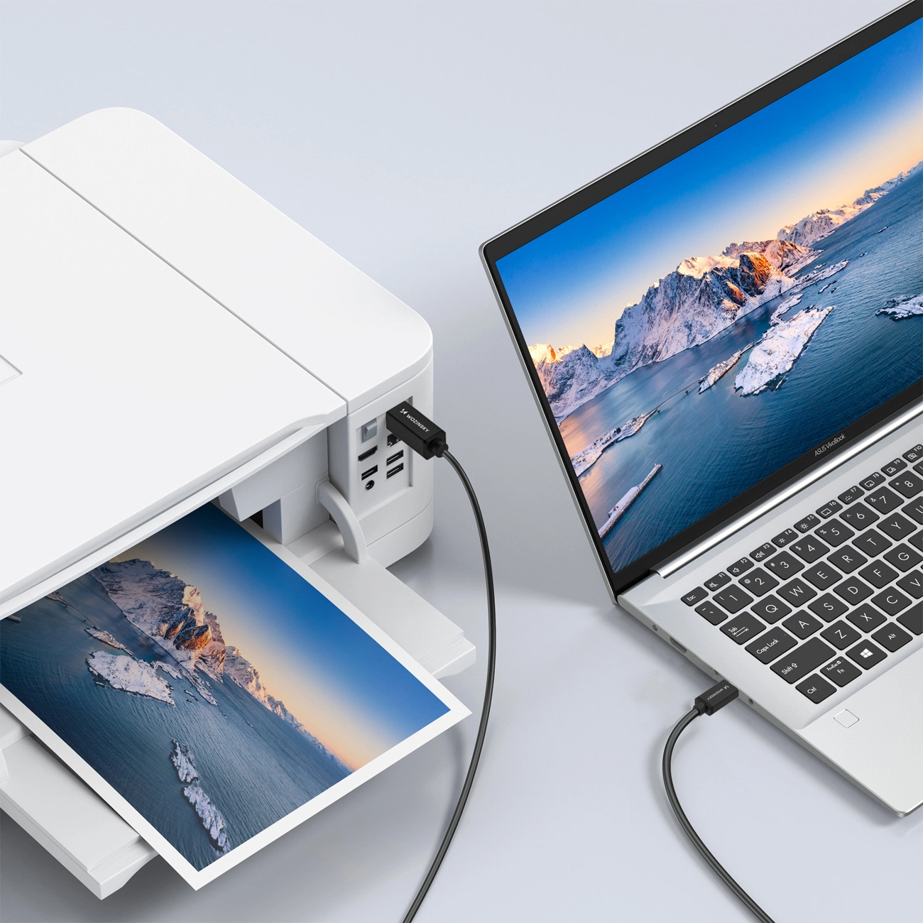 Printerkabel WZK WKDDY2S, USB-C - USB-B, 2m, Sort