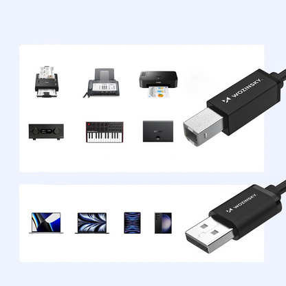 Printerkabel WZK WKDDY3S, USB-A - USB-B, 2m, Sort