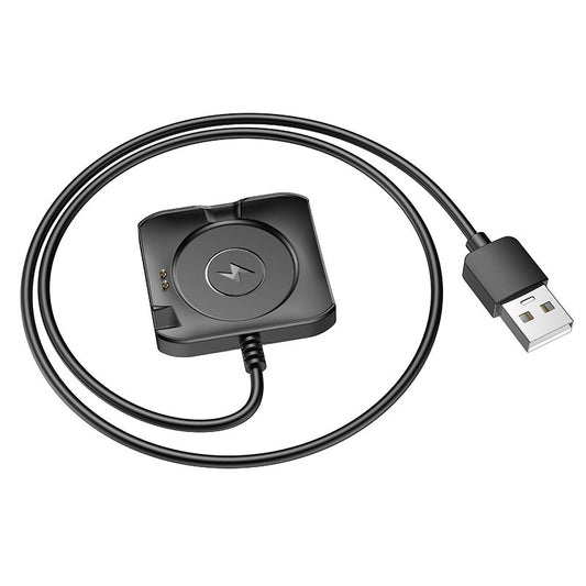 Opladerkabel til HOCO Y28 Smartwatch, USB-A, Sort