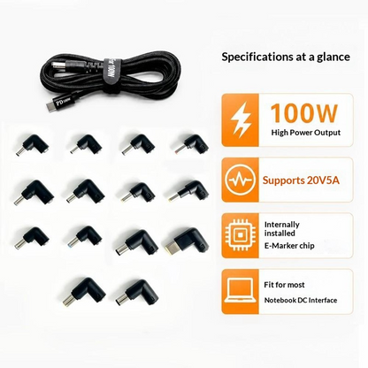 OEM Opladningskabel, 2m, 14i1, Sort