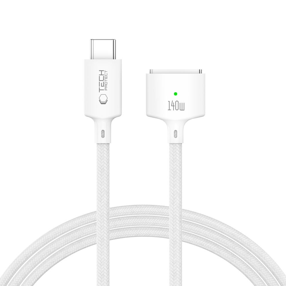 Tech-Protect MMC01 Ultraboost opladerkabel, USB-C - MagSafe 3, 140W, 2m, hvid