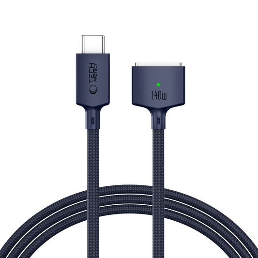 Tech-Protect MMC01 Ultraboost opladerkabel, USB-C - MagSafe 3, 140W, 2m, Mørkeblå