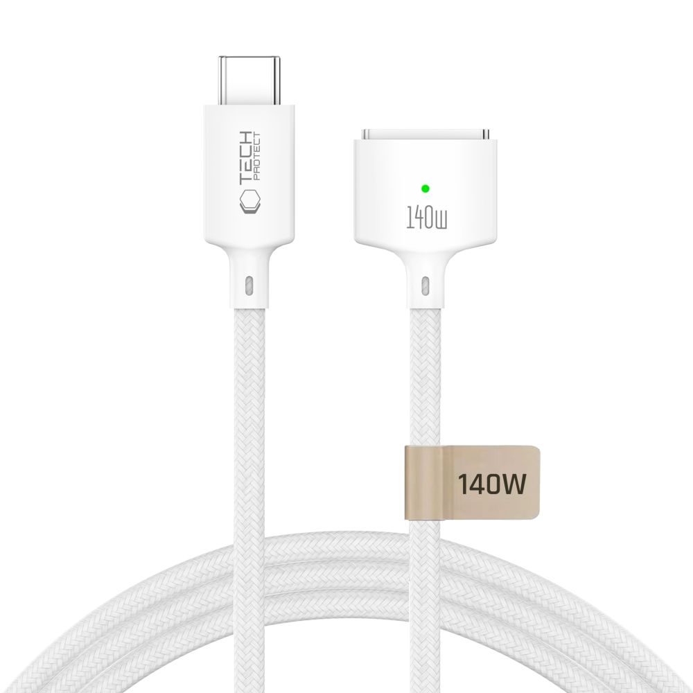 Tech-Protect MMC01 Ultraboost opladerkabel, USB-C - MagSafe 3, 140W, 3m, hvid