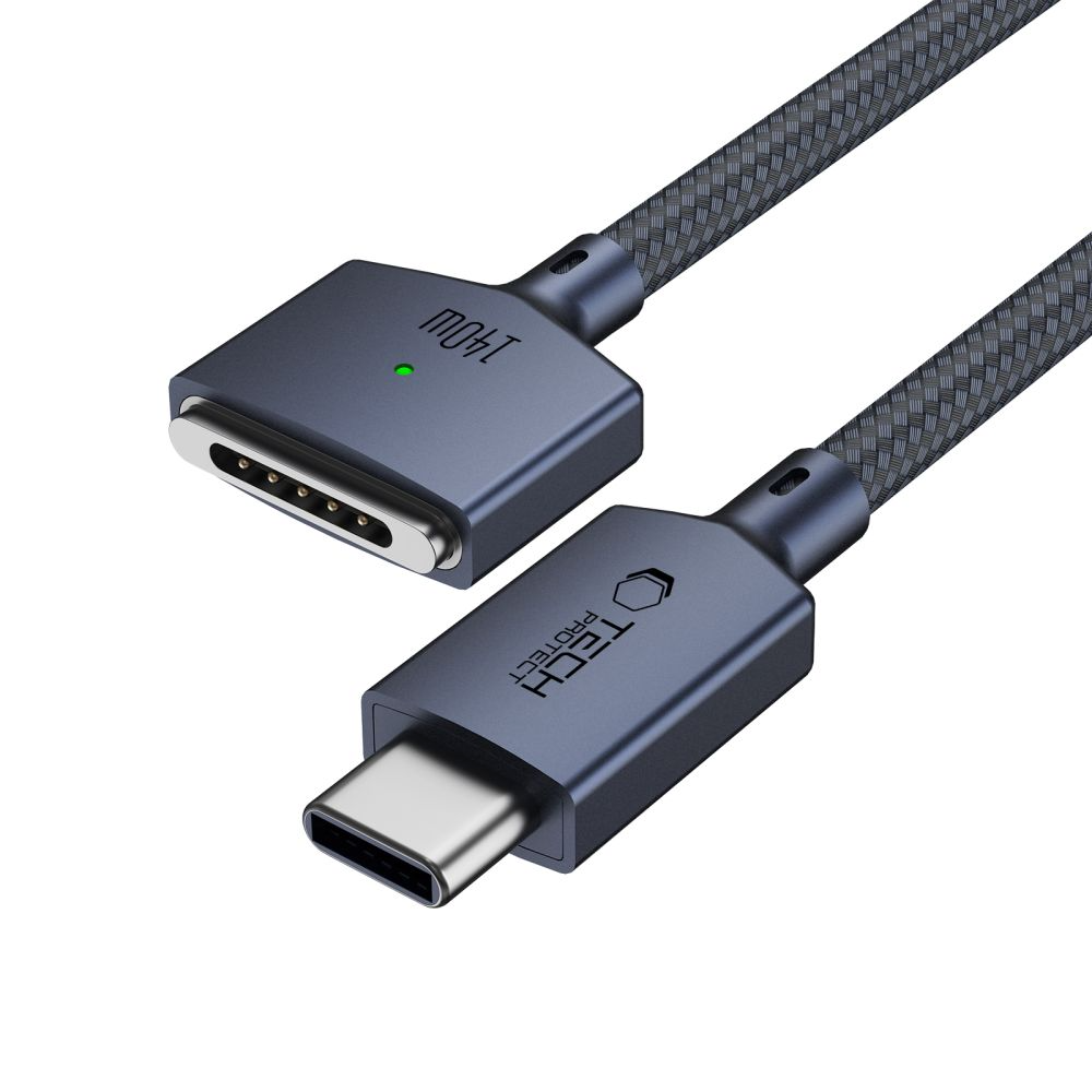 Tech-Protect MMC01 Ultraboost opladerkabel, USB-C - MagSafe 3, 140W, 2m, Mørkeblå