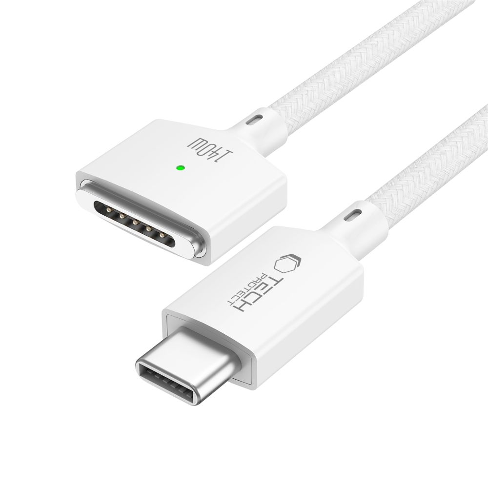 Tech-Protect MMC01 Ultraboost opladerkabel, USB-C - MagSafe 3, 140W, 3m, hvid