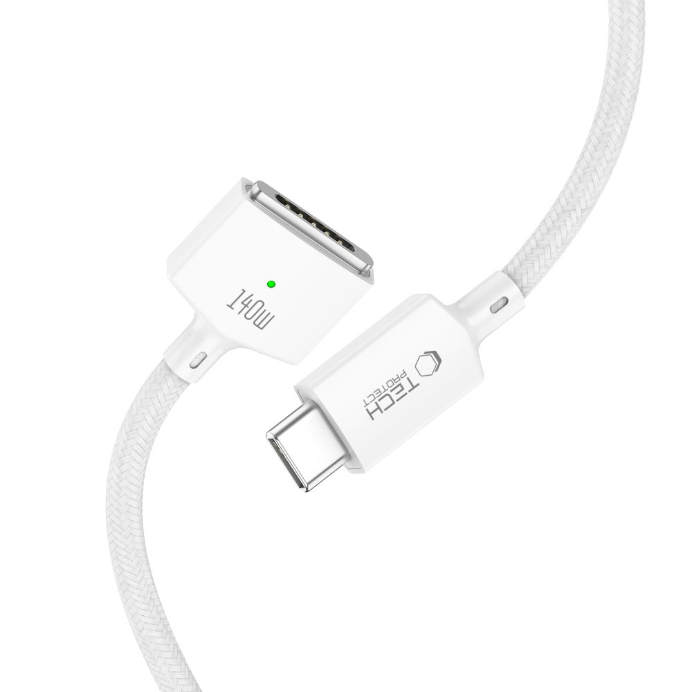 Tech-Protect MMC01 Ultraboost opladerkabel, USB-C - MagSafe 3, 140W, 2m, hvid