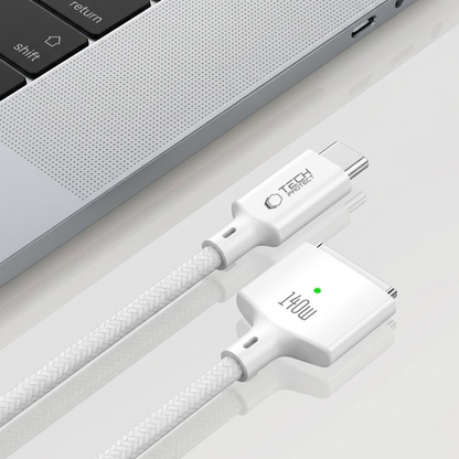 Tech-Protect MMC01 Ultraboost opladerkabel, USB-C - MagSafe 3, 140W, 2m, hvid