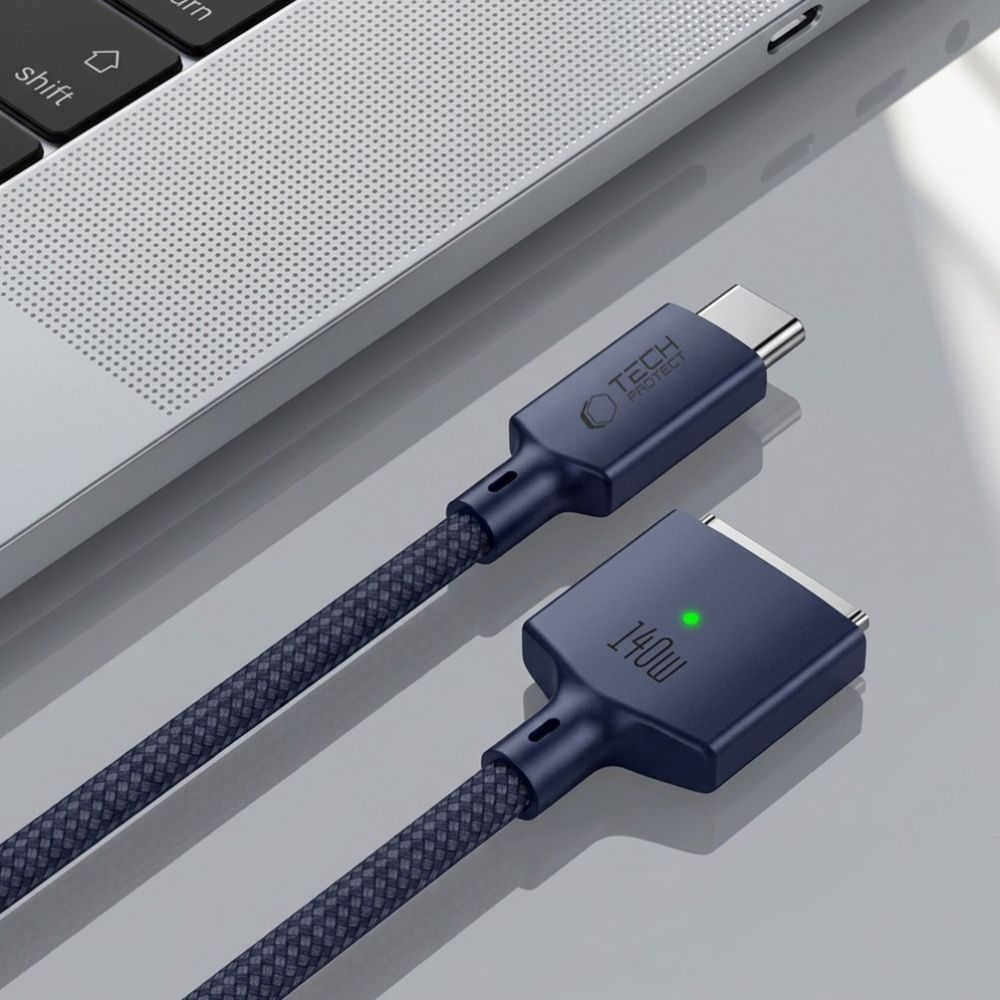 Tech-Protect MMC01 Ultraboost opladerkabel, USB-C - MagSafe 3, 140W, 2m, Mørkeblå