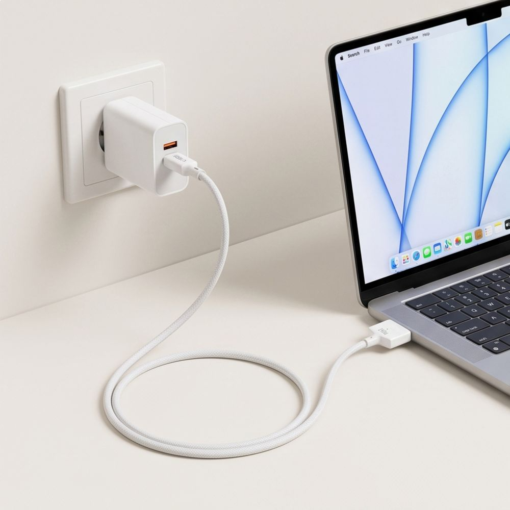 Tech-Protect MMC01 Ultraboost opladerkabel, USB-C - MagSafe 3, 140W, 3m, hvid