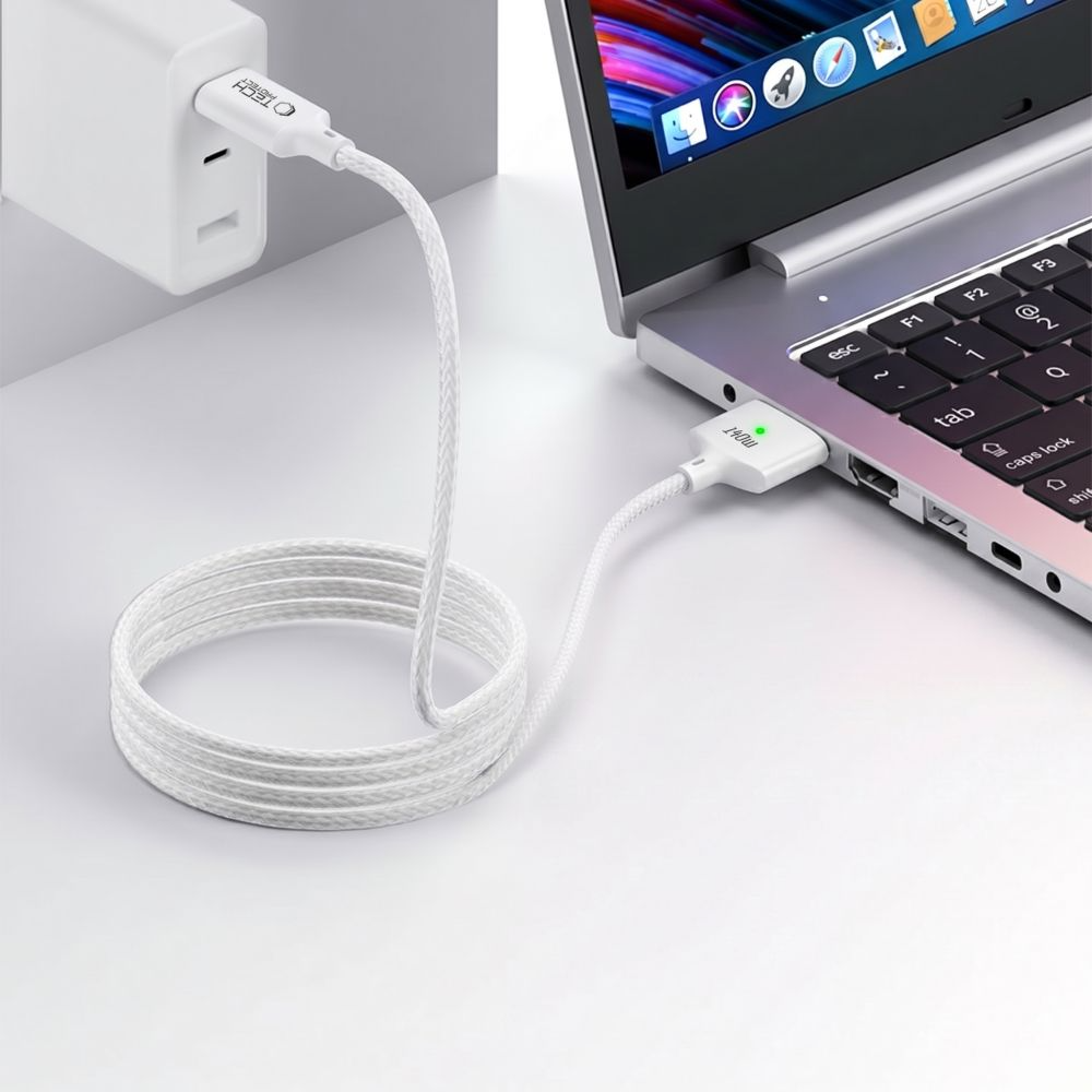 Tech-Protect MMC01 Ultraboost opladerkabel, USB-C - MagSafe 3, 140W, 2m, hvid