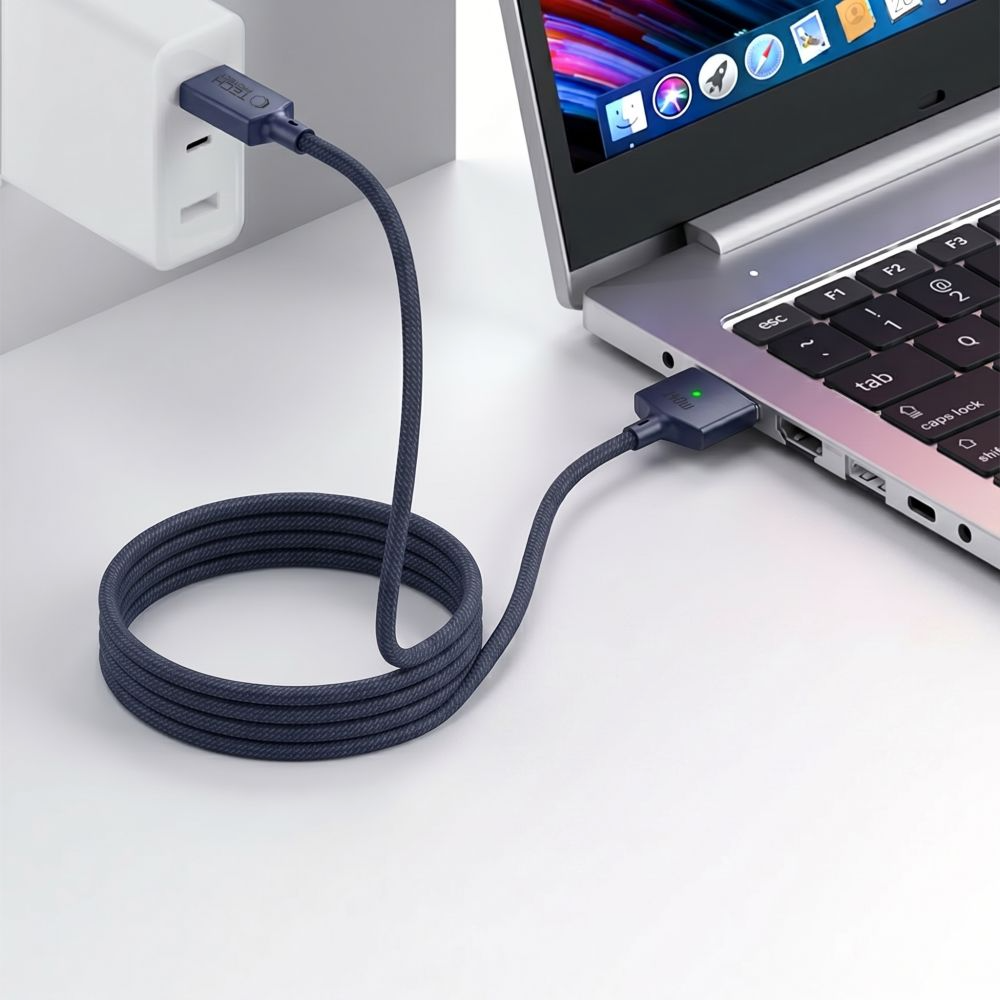Tech-Protect MMC01 Ultraboost opladerkabel, USB-C - MagSafe 3, 140W, 2m, Mørkeblå