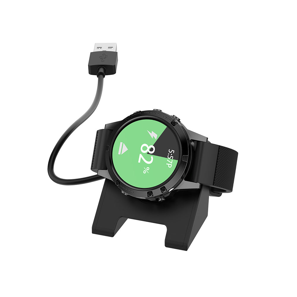 Techsuit TGC3 opladerkabel til Garmin Fenix 5 Plus / 7X / 6X / 6 / 5, USB-A, Sort