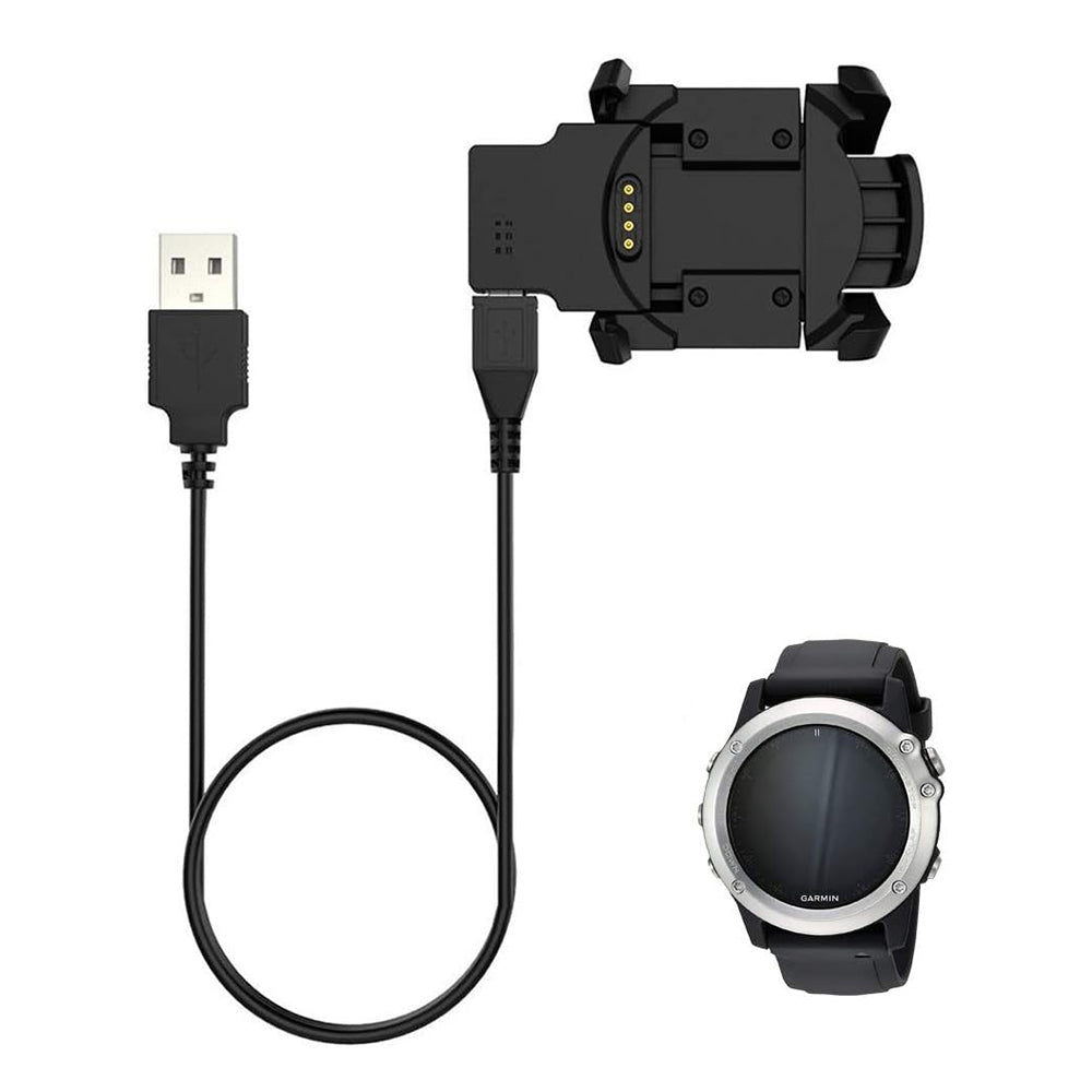Techsuit TGC5 opladerkabel til Garmin Fenix 3 Sapphire / 3 HR / 3, USB-A, Sort