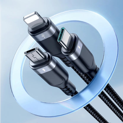USB-A - Lightning / microUSB / USB-C Joyroom S-A18 3in1 opladerkabel, 20W, 0.3m, Sort