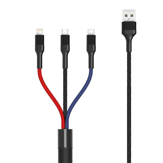 Opladerkabel USB-A - Lightning / microUSB / USB-C XO Design NB54, 18W, 1,2m, Flerfarvet