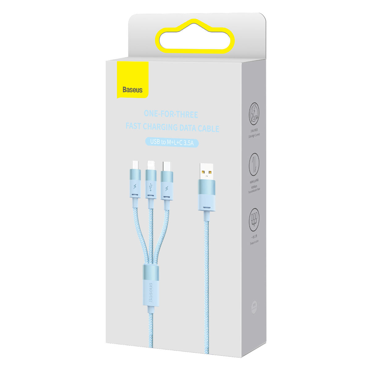 USB-A - Lightning / microUSB / USB-C Baseus StarSpeed 3in1 opladerkabel, 20W, 1.2m, Blå CAXS000017
