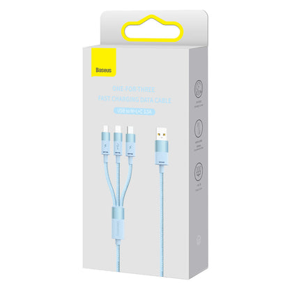 USB-A - Lightning / microUSB / USB-C Baseus StarSpeed 3in1 opladerkabel, 20W, 1.2m, Blå CAXS000017