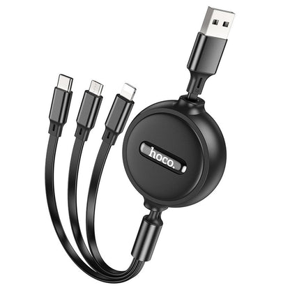 Opladerkabel USB-A - Lightning / microUSB / USB-C HOCO X75 3i1, 18W, 1m, Sort