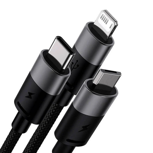 USB-A - Lightning / microUSB / USB-C Baseus StarSpeed 3in1 opladerkabel, 20W, 0.6m, Sort P10319900111-00