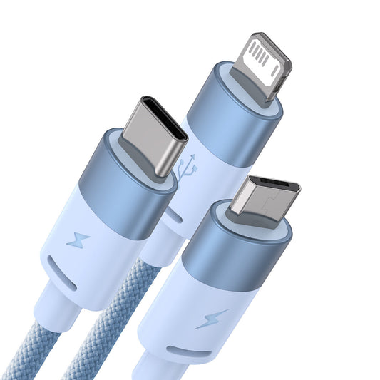 USB-A - Lightning / microUSB / USB-C Baseus StarSpeed 3in1 opladerkabel, 20W, 1.2m, Blå CAXS000017
