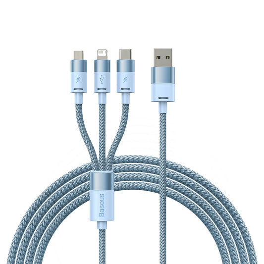 USB-A - Lightning / microUSB / USB-C Baseus StarSpeed 3in1 opladerkabel, 20W, 1.2m, Blå CAXS000017