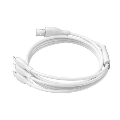 USB-A Charging Cable - Lightning / microUSB / USB-C Baseus Ultra Fast 3in1, 18W, 1.3m, White P10376303211-00