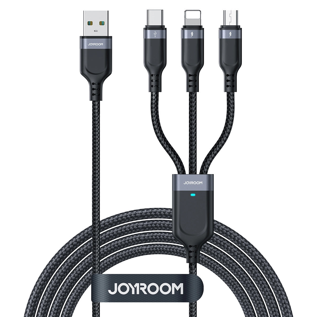 USB-A - Lightning / microUSB / USB-C Joyroom S-A18 3in1 opladerkabel, 20W, 0.3m, Sort