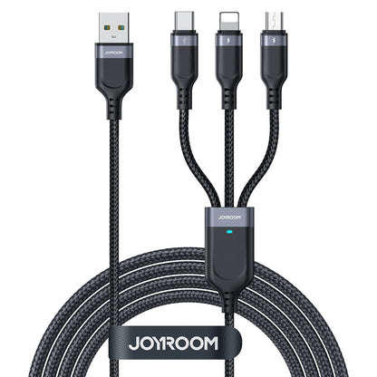 USB-A - Lightning / microUSB / USB-C Joyroom S-A18 3in1 opladerkabel, 20W, 0.3m, Sort