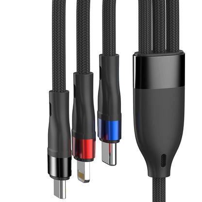 USB-A - Lightning / microUSB / USB-C 3MK Hyper N opladerkabel, 18W, 1.2m, Sort