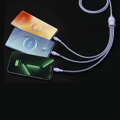USB-A - Lightning / microUSB / USB-C Baseus Flash Series II 3in1 opladerkabel, 66W, 1.2m, Lilla CASS040005