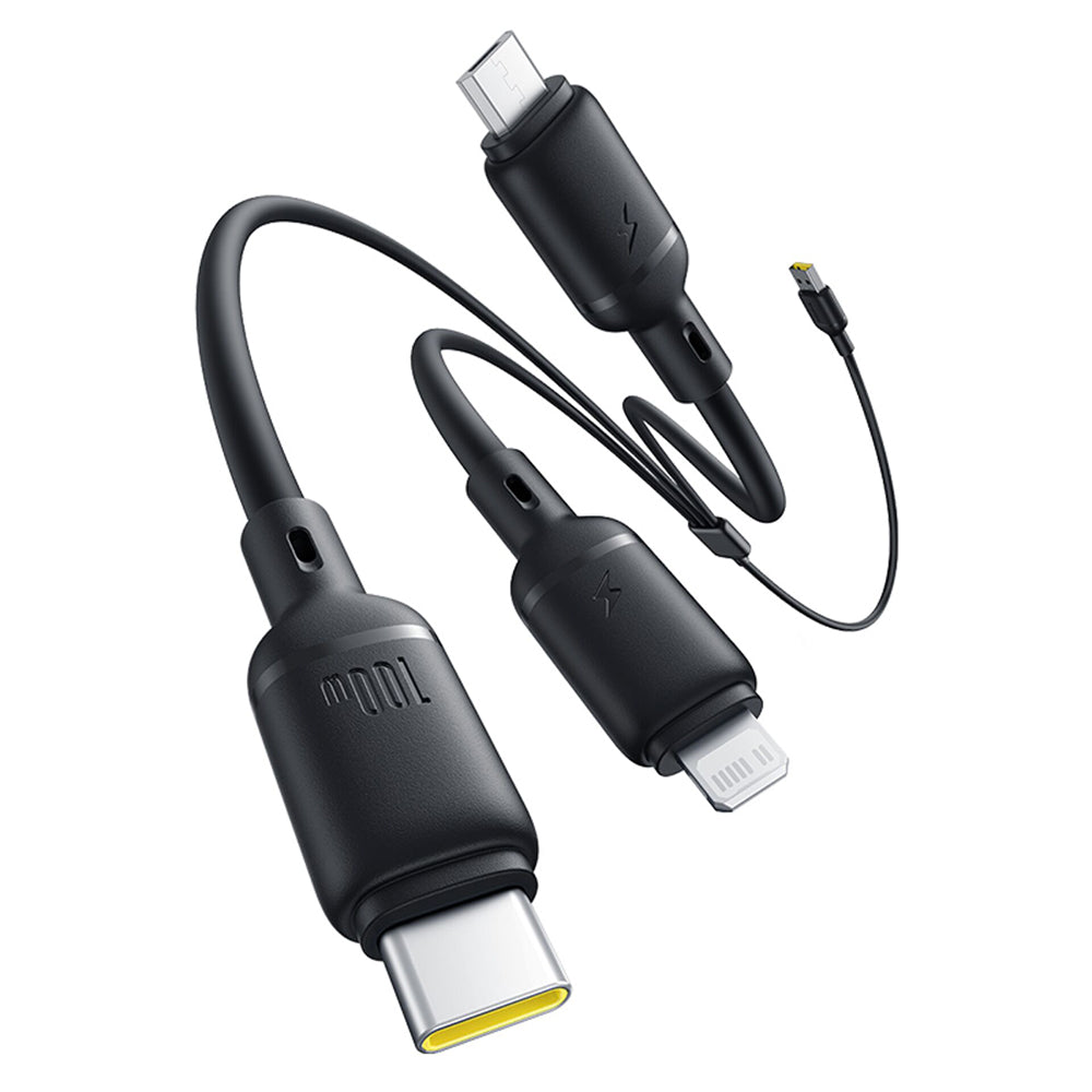 USB-A - Lightning / microUSB / USB-C Baseus Silky 3in1 opladerkabel, 100W, 1.5m, Sort P10377705123-00
