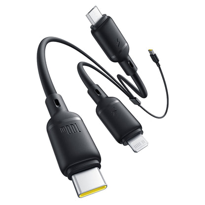 USB-A - Lightning / microUSB / USB-C Baseus Silky 3in1 opladerkabel, 100W, 1.5m, Sort P10377705123-00