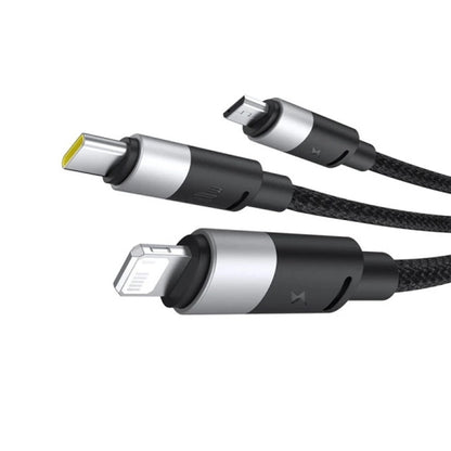 USB-A - Lightning / microUSB / USB-C Baseus StarSpeed 3in1 opladerkabel, 100W, 1.5m, Sort P10319900111-01