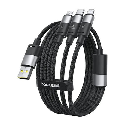 USB-A - Lightning / microUSB / USB-C Baseus StarSpeed 3in1 opladerkabel, 100W, 1.5m, Sort P10319900111-01