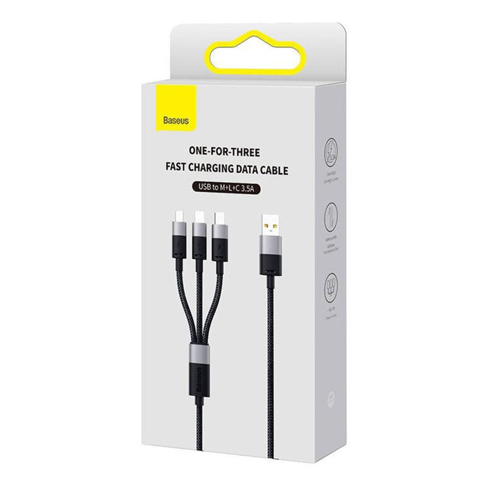 USB-A - Lightning / microUSB / USB-C Baseus StarSpeed 3in1 opladerkabel, 100W, 1.5m, Sort P10319900111-01