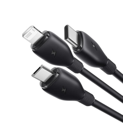 USB-A - Lightning / microUSB / USB-C Baseus Ultra Fast 3in1 opladerkabel, 18W, 1.3m, Sort P10376303121-00