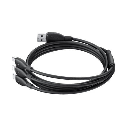 USB-A - Lightning / microUSB / USB-C Baseus Ultra Fast 3in1 opladerkabel, 18W, 1.3m, Sort P10376303121-00