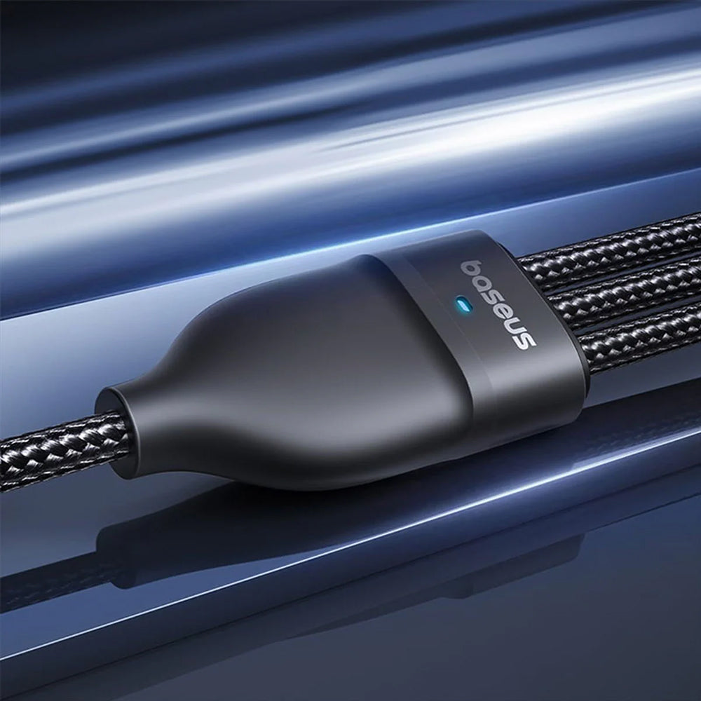 USB-A / USB-C - Lightning / 2 x USB-C Baseus Flash Series III 3in1 opladerkabel, 100W, 1.5m, Sort P10377800U01-00