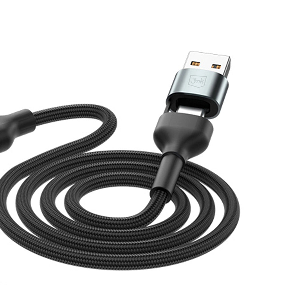 USB-A / USB-C opladerkabel - Lightning / microUSB / USB-C 3MK Hyper N, 18W, 1.2m, Sort