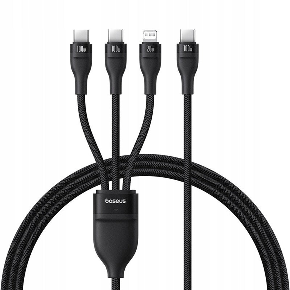 USB-C - Lightning opladerkabel / 2 x USB-C Baseus Flash Series III 3in1, 100W, 1.5m, Sort P10377502111-00