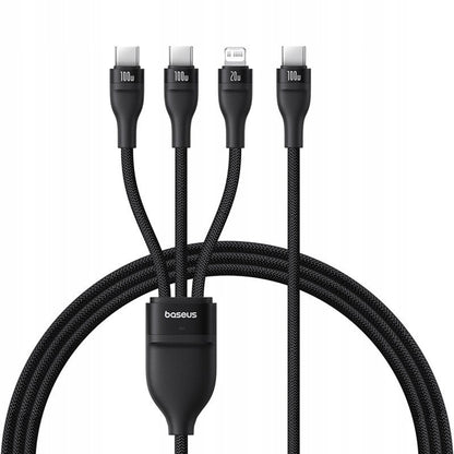 USB-C - Lightning opladerkabel / 2 x USB-C Baseus Flash Series III 3in1, 100W, 1.5m, Sort P10377502111-00