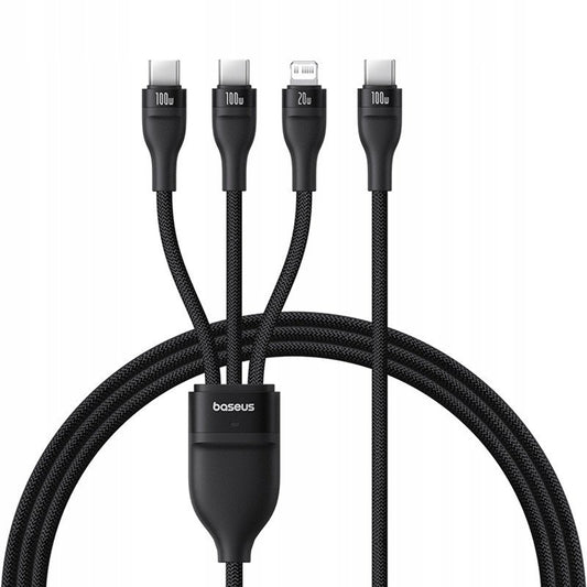 USB-C - Lightning opladerkabel / 2 x USB-C Baseus Flash Series III 3in1, 100W, 1.5m, Sort P10377502111-00