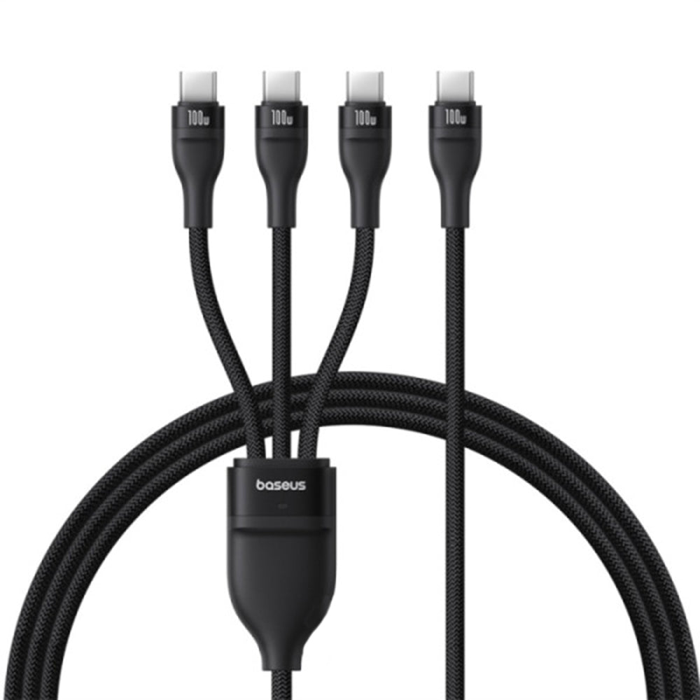 USB-C Opladerkabel - 3 x USB-C Baseus Flash Series III 3in1, 100W, 1.5m, Sort P10377503111-00
